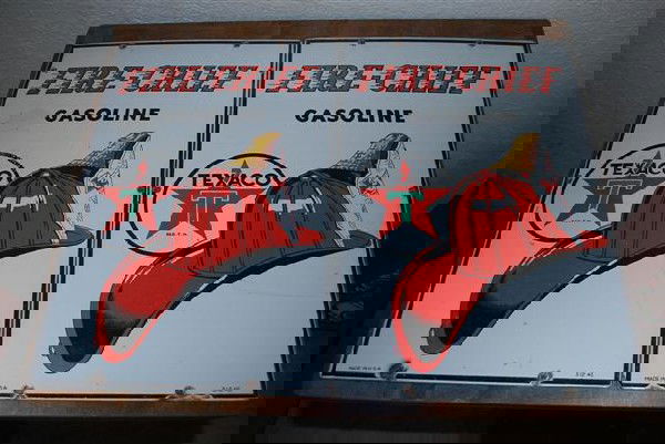 2-Texaco (white-T) Fire Chief PPP signs, 18x12 i: 2-Texaco (white-T) Fire Chief PPP signs, 18x12 inches,