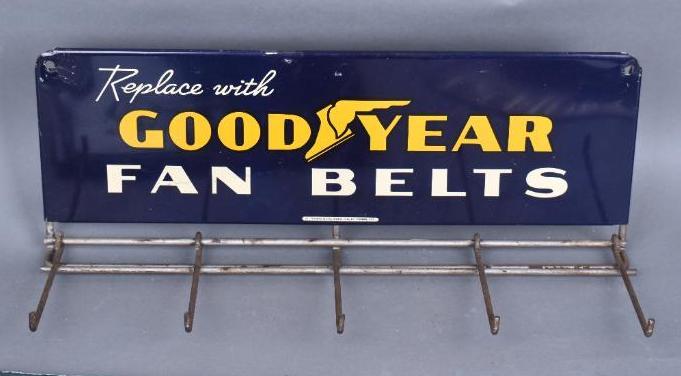 Replace with Goodyear Fan Belts Metal Display Rack Sign (1 of 2)