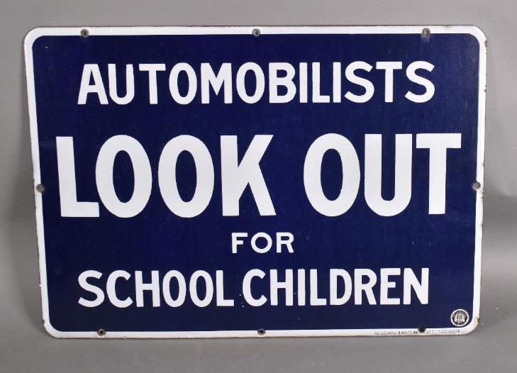 Automobilist Look Out for School Children Porcelain (1 of 2)