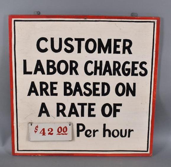 Customer Labor Charges Wood Sign (1 of 2)