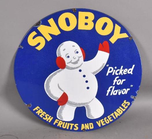 Snoboy Fresh Fruits & Vegetables w/Logo Porcelain Sign (1 of 2)