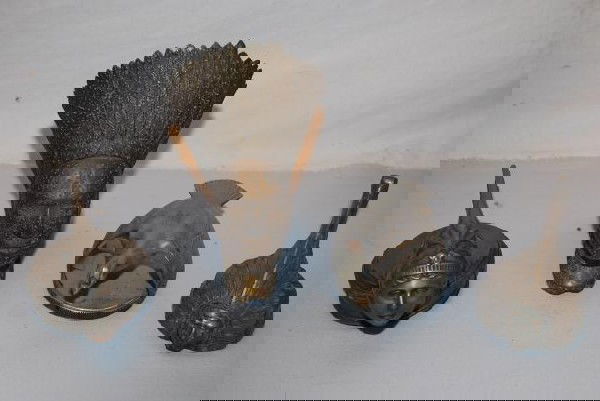 3-Radiator Cap Mascots, Quail (model A), Indian He: 3-Radiator Cap Mascots, Quail (model A), Indian Head & goddess bust and Indian bonnet hood ornate, metal, 7 inches tall or less,