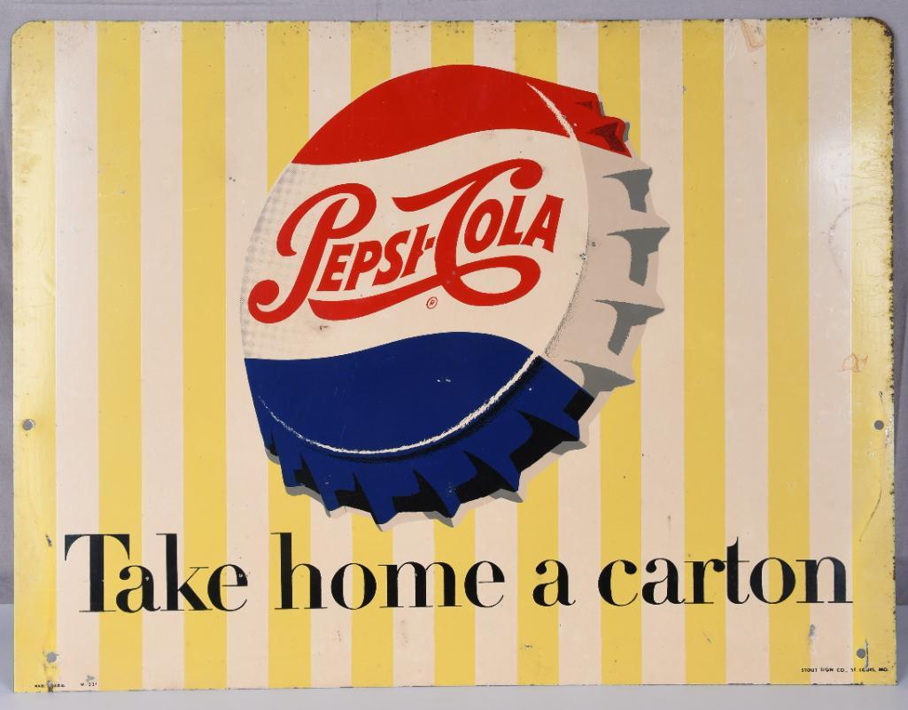 Pepsi-Cola "Take Home a Carton" Metal Sign (1 of 7)