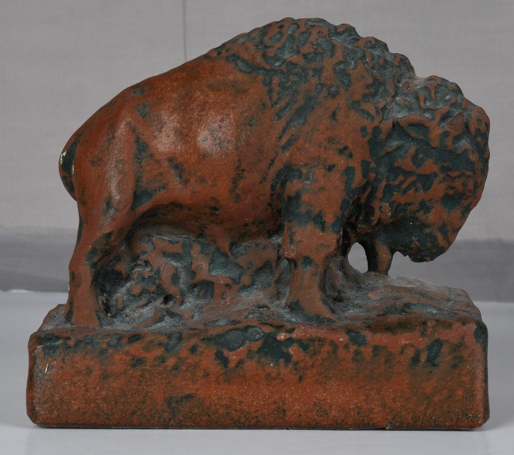 Redware Brick Style Buffalo Statue (1 of 4)