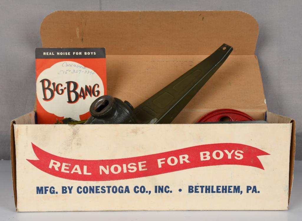 Big Band Junior Field Cannon w/Box: rated 8, 17"L., looks to be complete but not sure, has instruction books and more, has wear and scratches.