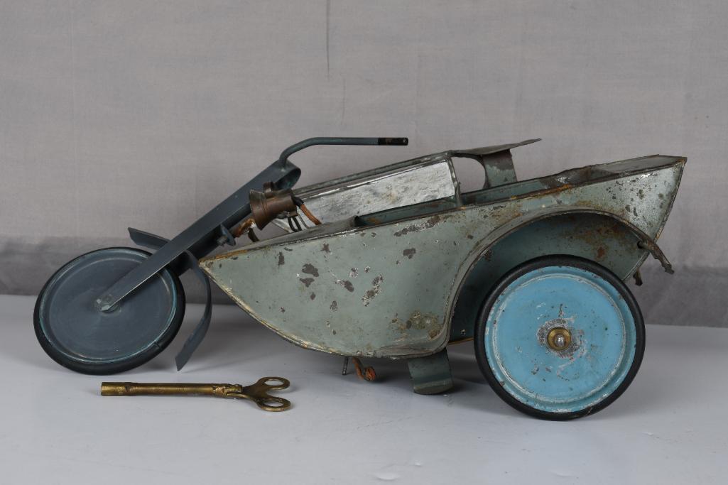 Early Motorcycle w/Side Car Key Wind Toy by Aunain Bleu (1 of 4)