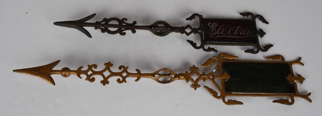 2-Cast Iron Weather Vane Arrows w/Glass Ends (1 of 3)