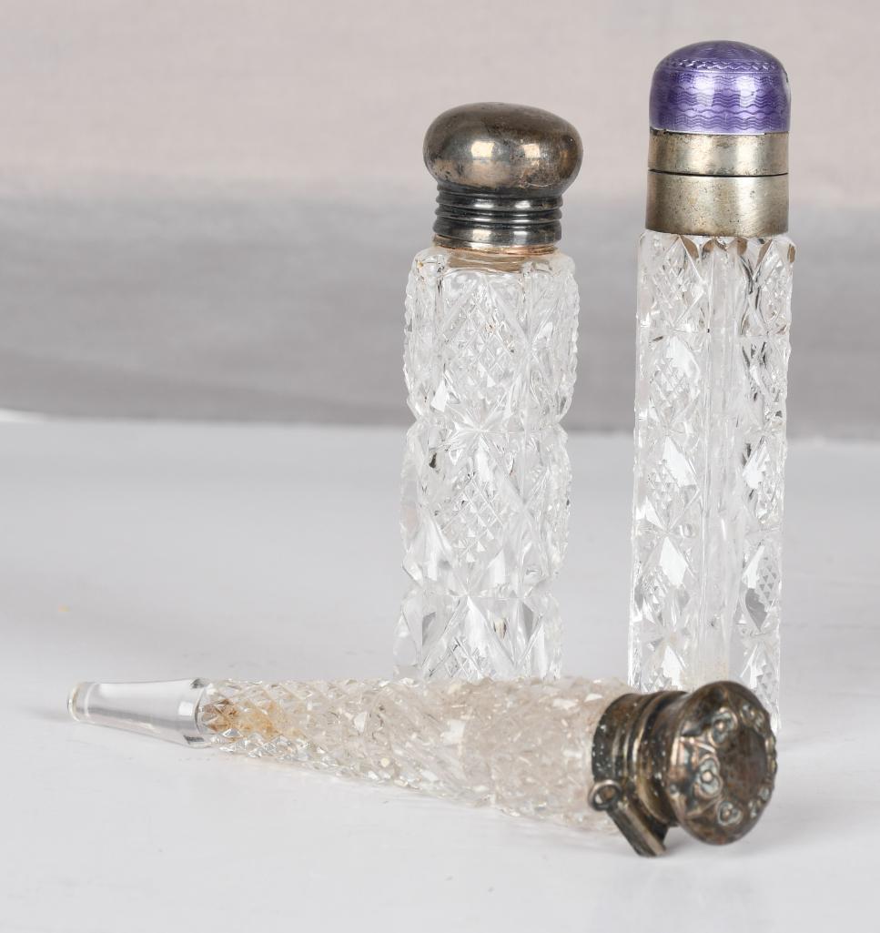 Lot of 3- Sterling & Cut Glass Miniature Purse Perfume (1 of 4)