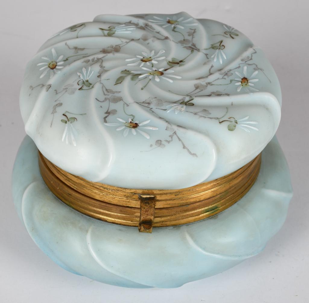 Wavecrest Powder Jar Victorian Art Glass Hand Painted (1 of 5)