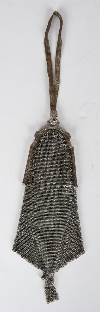 Whiting & Davis Sterling Silver Mesh Handbag Purse Blue (1 of 5)