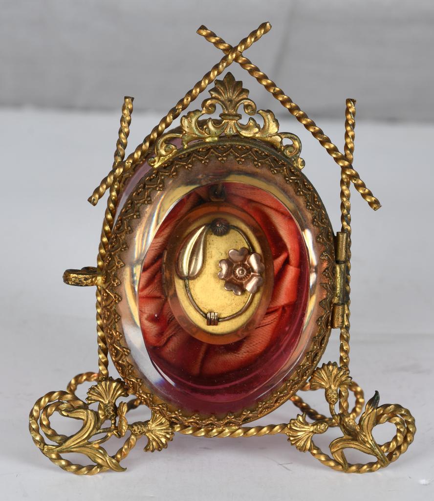 Victorian Pocket Watch/Locket Beveled Glass Ormolu (1 of 6)