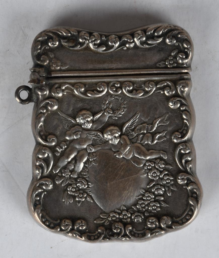 Sterling Silver Match Case w/ Angels (1 of 5)