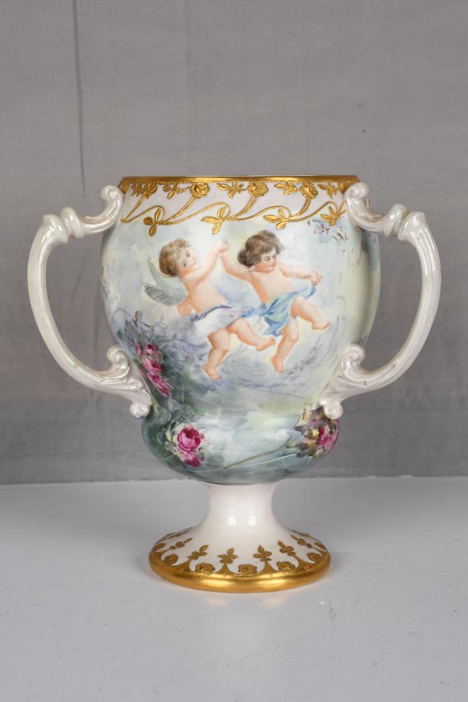 Belleek Willets Hand Painded Vase w/ Angels and Flowers (1 of 5)