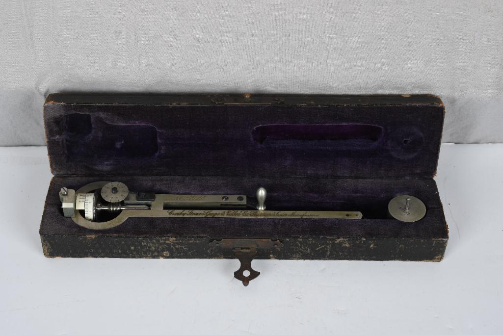 Plainmaster Crosby Steam Gage & Valve Tool: rated 9, 8"L., metal in very good condition, is engraved, in original box.