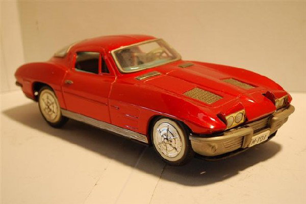 1963 Corvette Japanese tin litho battery operated: 1963 Corvette Japanese tin litho battery operated car, 12 inches long,