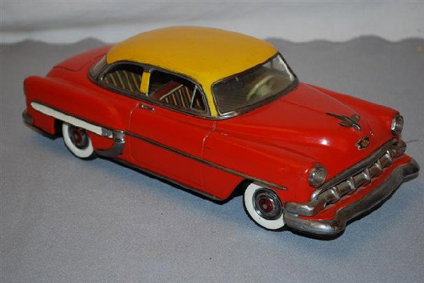Chevrolet & Cadillac Japanese tin litho friction : Chevrolet & Cadillac Japanese tin litho friction drive cars, 11 inches long,