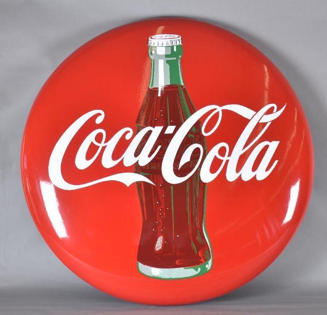 Coca-Cola Porcelain Button Sign w/Bottle (1 of 4)