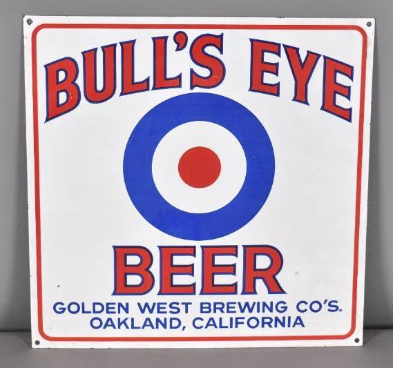 Rare Bull's Eye Beer w/Logo Porcelain Sign (1 of 2)