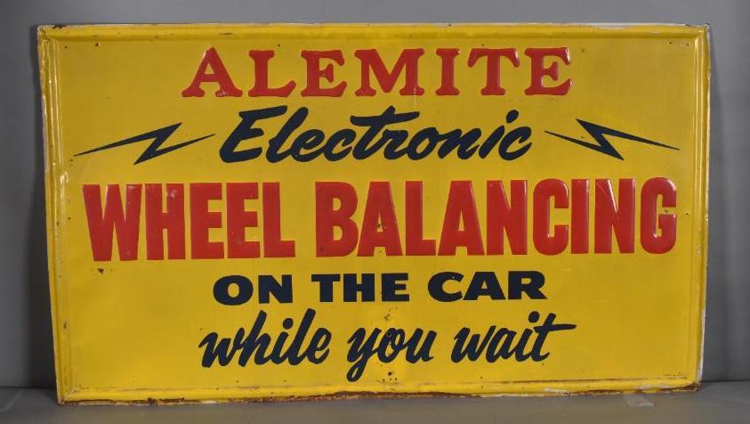 Alemite Wheel Balancing On The Car Metal Sign (1 of 4)