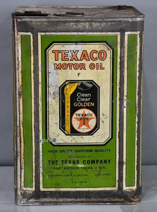 Texaco Motor Oil Five Gallon Square Metal Can (1 of 3)