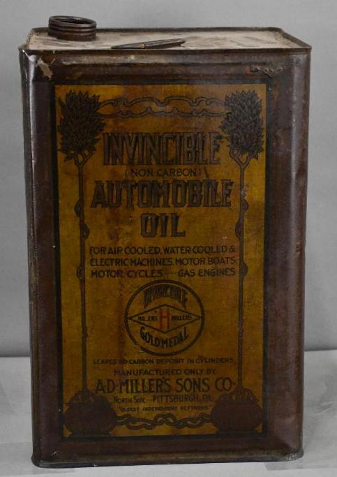 Invincible Automobile Oil Five Gallon Square Metal Can (1 of 3)