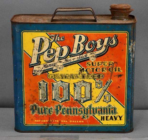 Pep Boys Super Motor Oil One Gallon Flat Metal Can (1 of 3)