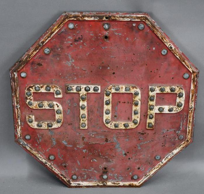 Stop Metal Sign w/Glass Jewels (1 of 2)
