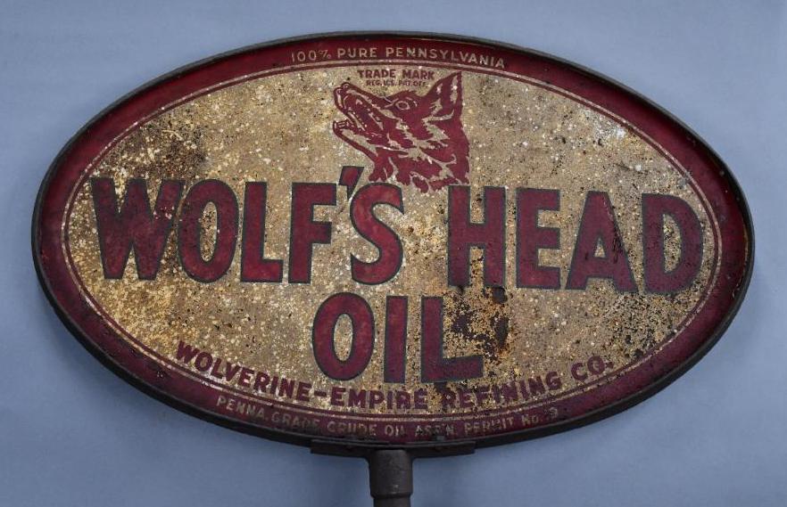 Wolf's Head Oil w/Logo Metal Curb Sign (1 of 3)