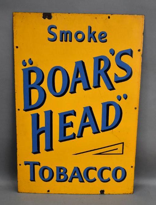 Smoke Boar's Head Tobacco Porcelain Sign (1 of 3)