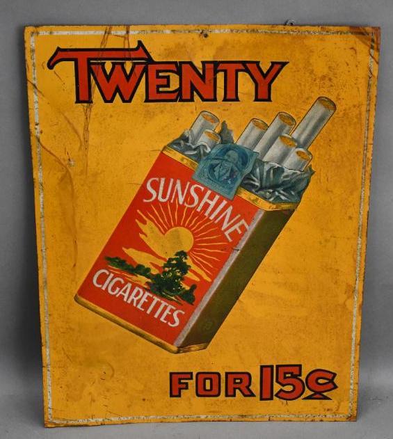 Twenty Sunshine Cigarettes for 15 Cents Metal Sign (1 of 3)
