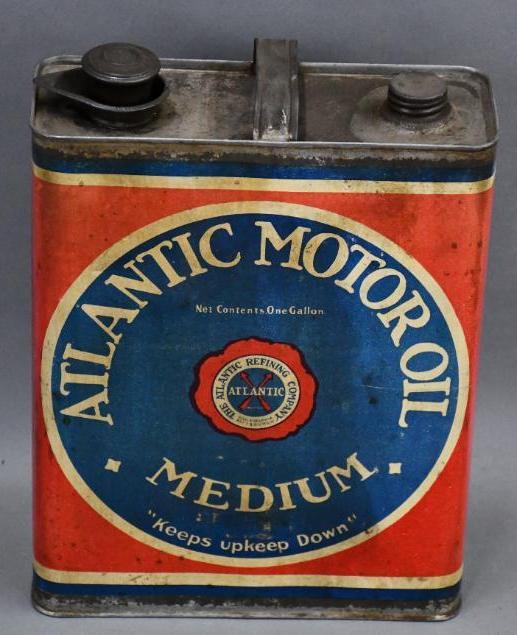 Atlantic Motor Oil Medium One Gallon Flat Metal Can (1 of 3)