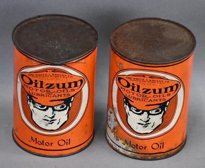 2-Oilzum Motor Oil One Quart Round Metal Cans (1 of 2)