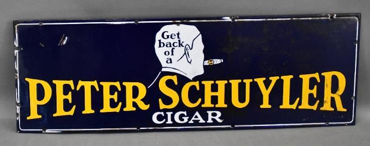 Peter Schuyler Cigar w/Logo Porcelain Sign (1 of 3)