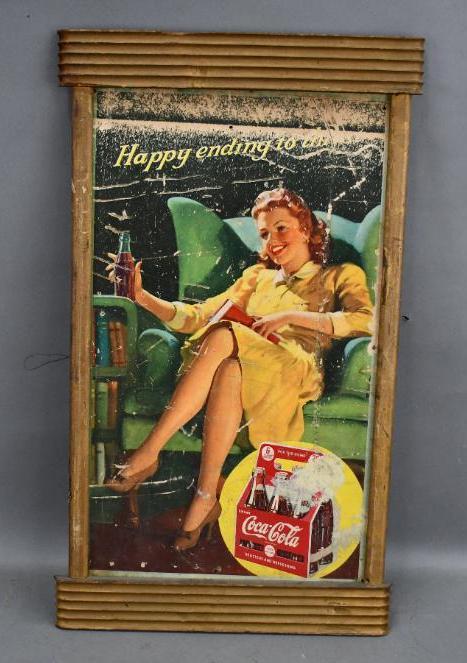 1940 Wood Frame Vintage Poster カサブランカ Coca Cola Poster In Original Wood Frame