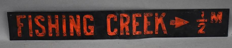 Fishing Creek 1/2 Mile Metal Road Directional Sign (1 of 4)