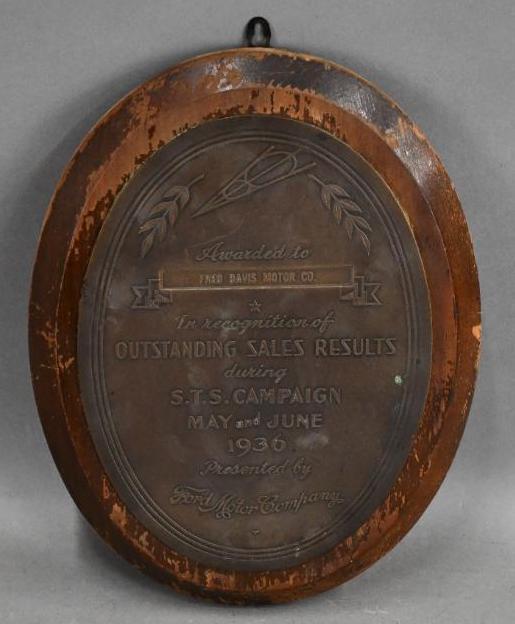 1936 Ford V-8 Sale Award Brass Plaque (1 of 3)