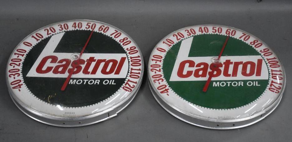 2-Castrol Motor Oil Round Thermometer (1 of 2)