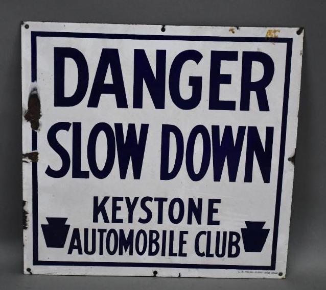 Keystone Automobile Club "Danger Slow Down" Porcelain (1 of 3)