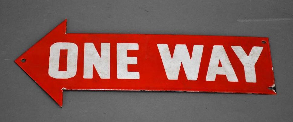 One Way Porcelain Arrow Sign (1 of 2)