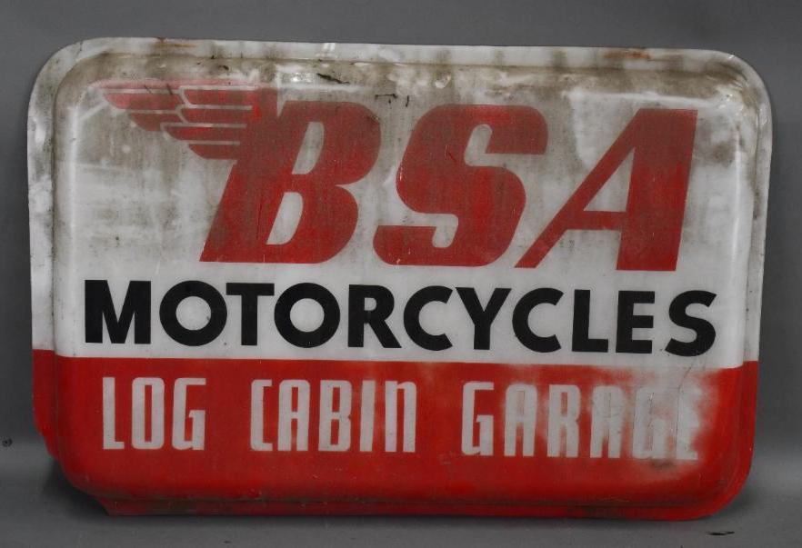 BSA Motorcycle Log Cabin Garage Plastic Sign (1 of 2)