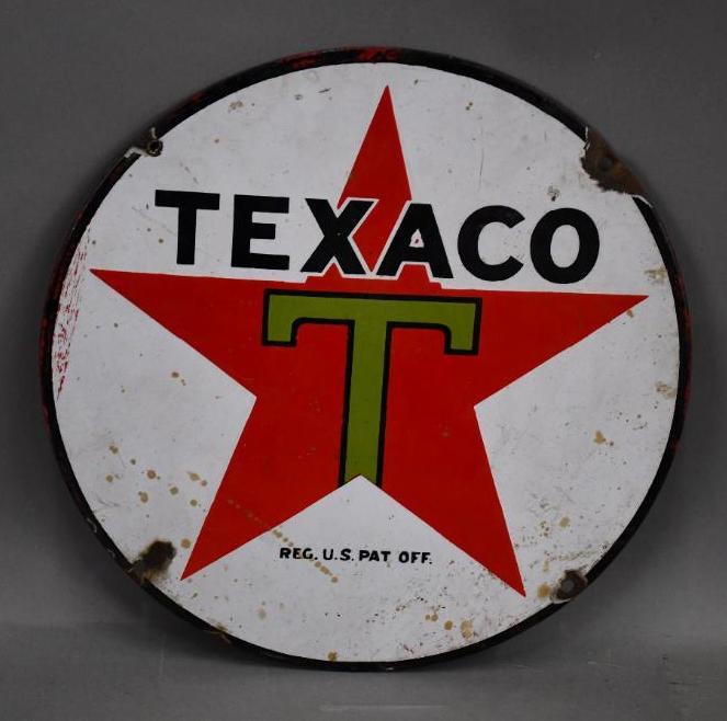 Texaco (black-T) Star Logo Porcelain Sign (1 of 2)