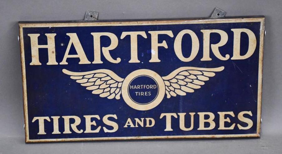 Hartford Tires & Tubes w/Winged Tire Logo Metal Sign (1 of 2)