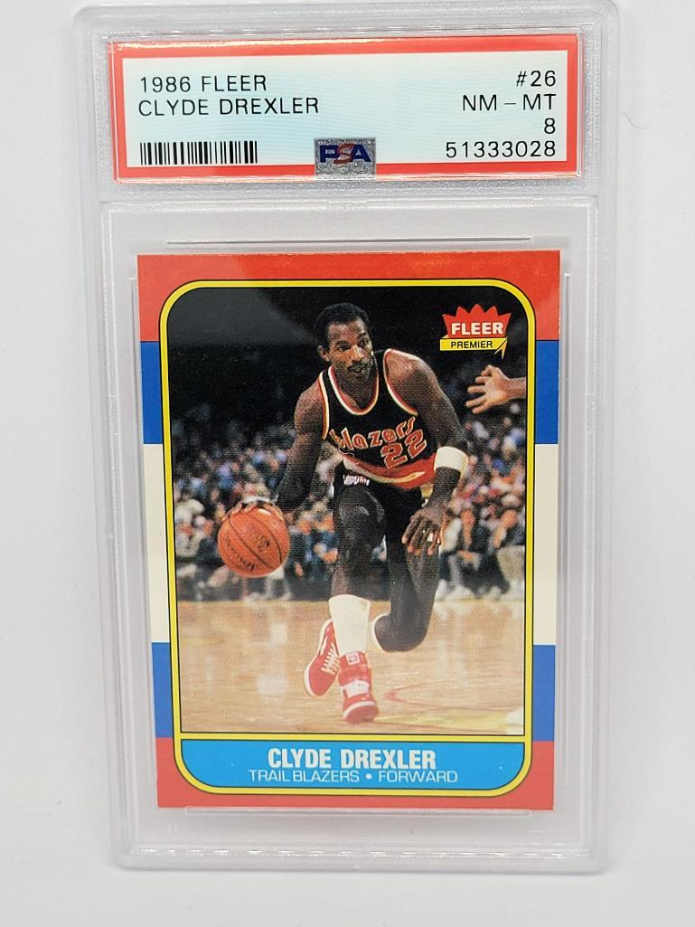 1986 NBA Fleer Clyde Drexler Rookie Card PSA 8.5 Near (1 of 3)