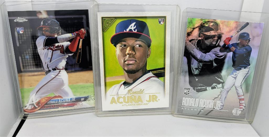 Lot of 3 Ronald Acuna Jr Atlanta Braves MLB Baseball (1 of 2)