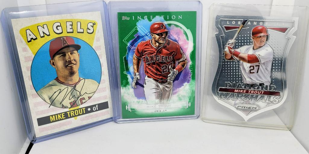Lot of 3 Mike Trout Baseball Cards Inception Prizm & (1 of 3)