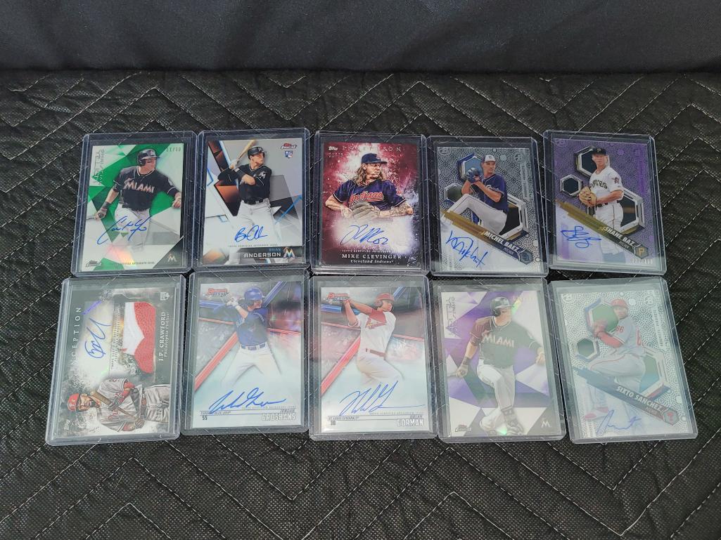 Lot of 10 Autographed MLB Baseball Cards #d Rookies (1 of 5)