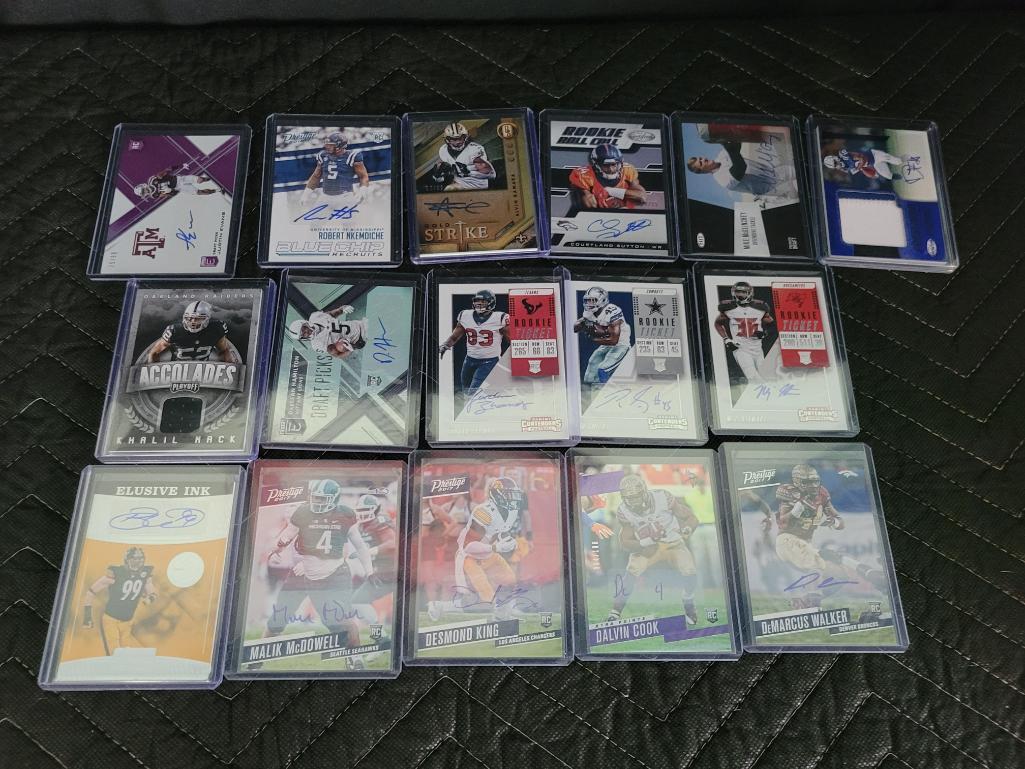 Lot of 16 Autographed & Patch SP NFL Football Cards (1 of 8)