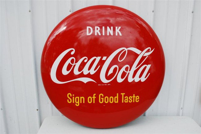 Drink Coca-Cola "Sign of Good Taste" SST bottle ca: Drink Coca-Cola "Sign of Good Taste" SST bottle cap sign 36 inch,