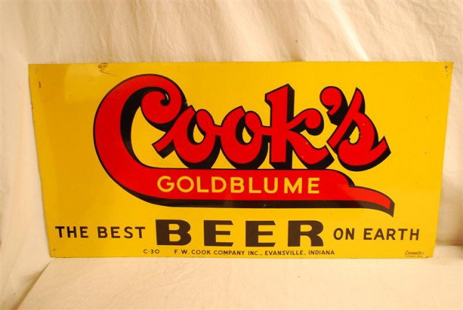 Cook's Goldblume Beer SST sign 14x28 inches,.: Cook's Goldblume Beer SST sign 14x28 inches,.