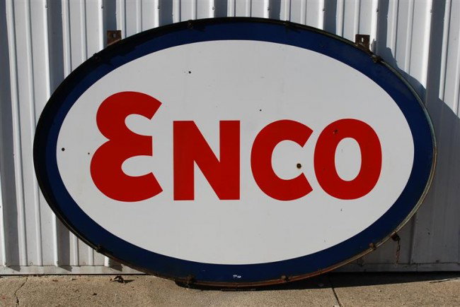 ENCO identification DSP sign with original hanger: ENCO identification DSP sign with original hanger, 60x89 inches,
